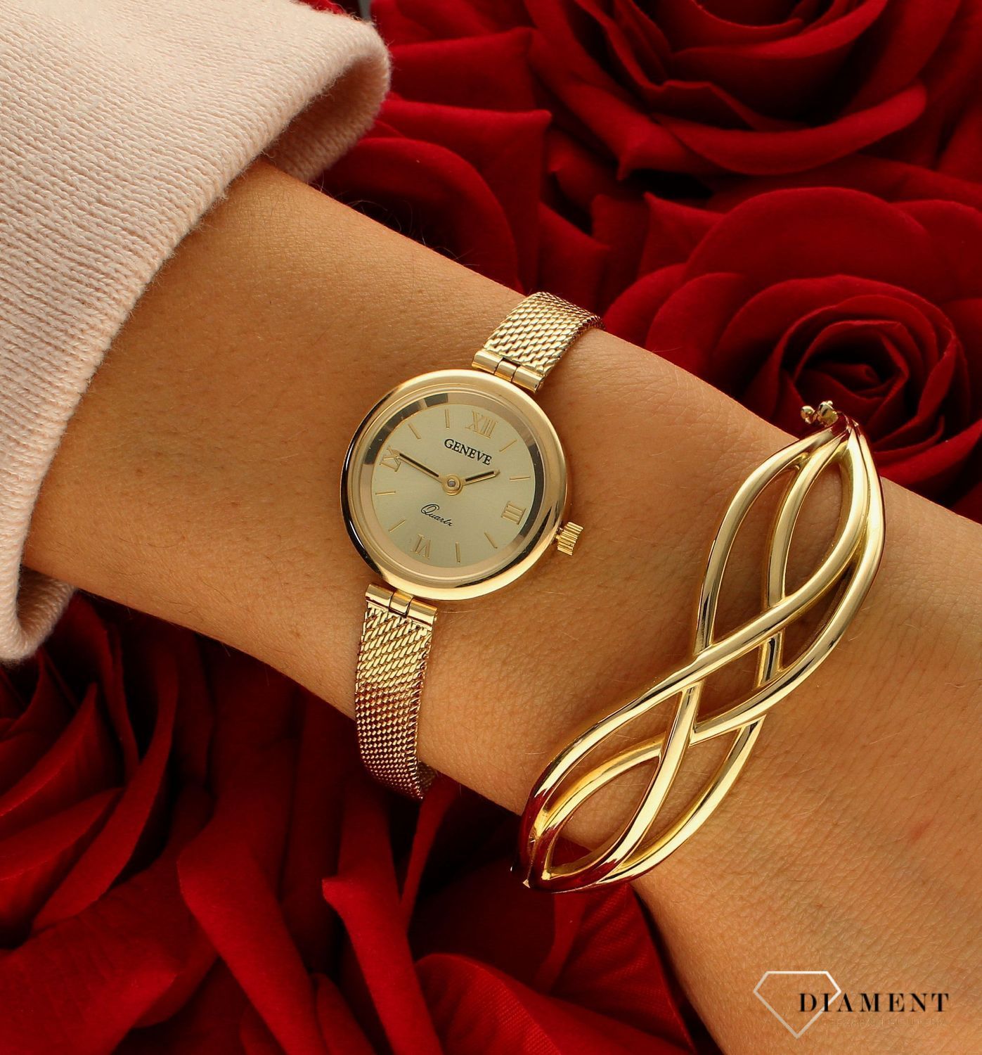 Złoty zegarek Geneve damski 585 biżuteryjna bransoletka 26 gram złota ZG 183 (2).jpg